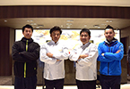 一夜限りのイベントでは、（左から）小笹さん、「カフェ トスカ」シェフ・小川、松江エクセルホテル東急・上野料理長、田中さんの競演も！